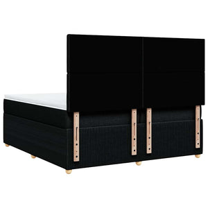 Κρεβάτι Boxspring με Στρώμα Μαύρο 200x200 εκ. Υφασμάτινο - Pakobazaar