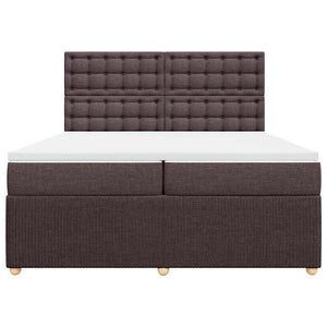 Κρεβάτι Boxspring με Στρώμα Σκούρο Καφέ 200x200 εκ. Υφασμάτινο