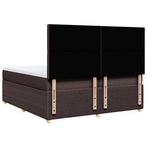 Κρεβάτι Boxspring με Στρώμα Σκούρο Καφέ 200x200 εκ. Υφασμάτινο