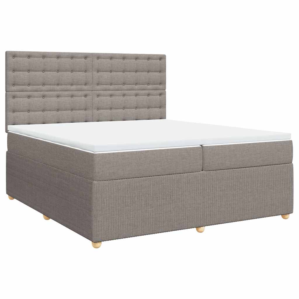 Κρεβάτι Boxspring με Στρώμα Taupe 200x200 εκ. Υφασμάτινο - Pakobazaar