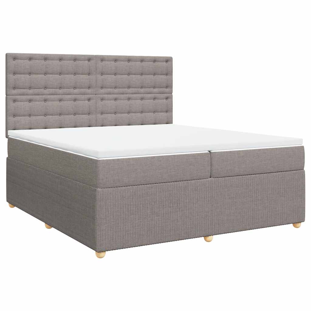 Κρεβάτι Boxspring με Στρώμα Taupe 200x200 εκ. Υφασμάτινο - Pakobazaar