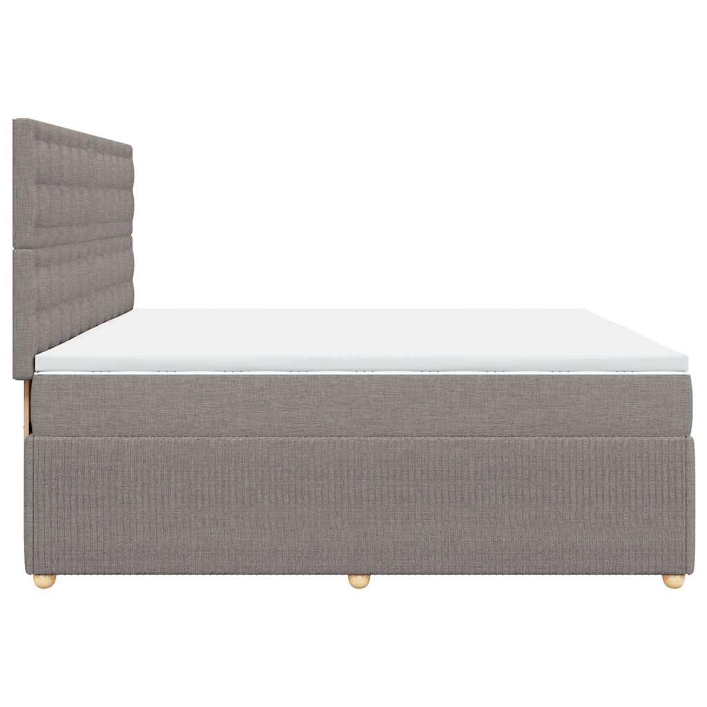 Κρεβάτι Boxspring με Στρώμα Taupe 200x200 εκ. Υφασμάτινο - Pakobazaar