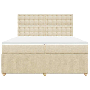 Κρεβάτι Boxspring με Στρώμα Κρεμ 200x200 εκ. Υφασμάτινο