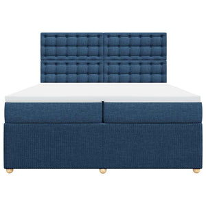 Κρεβάτι Boxspring με Στρώμα Μπλε 200x200 εκ. Υφασμάτινο