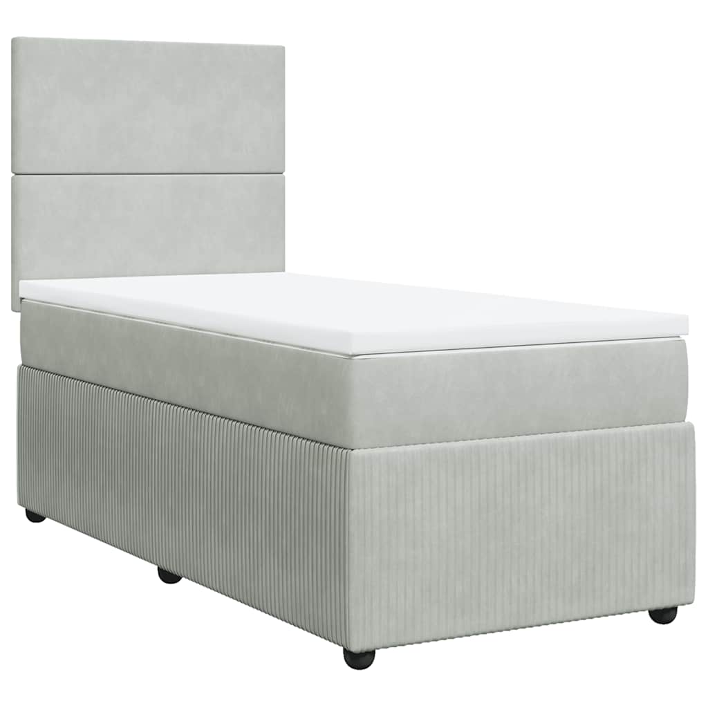Κρεβάτι Boxspring με Στρώμα Ανοιχτό Γκρι 80x200 εκ. Βελούδινο - Pakobazaar