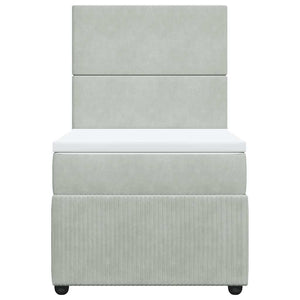 Κρεβάτι Boxspring με Στρώμα Ανοιχτό Γκρι 80x200 εκ. Βελούδινο - Pakobazaar