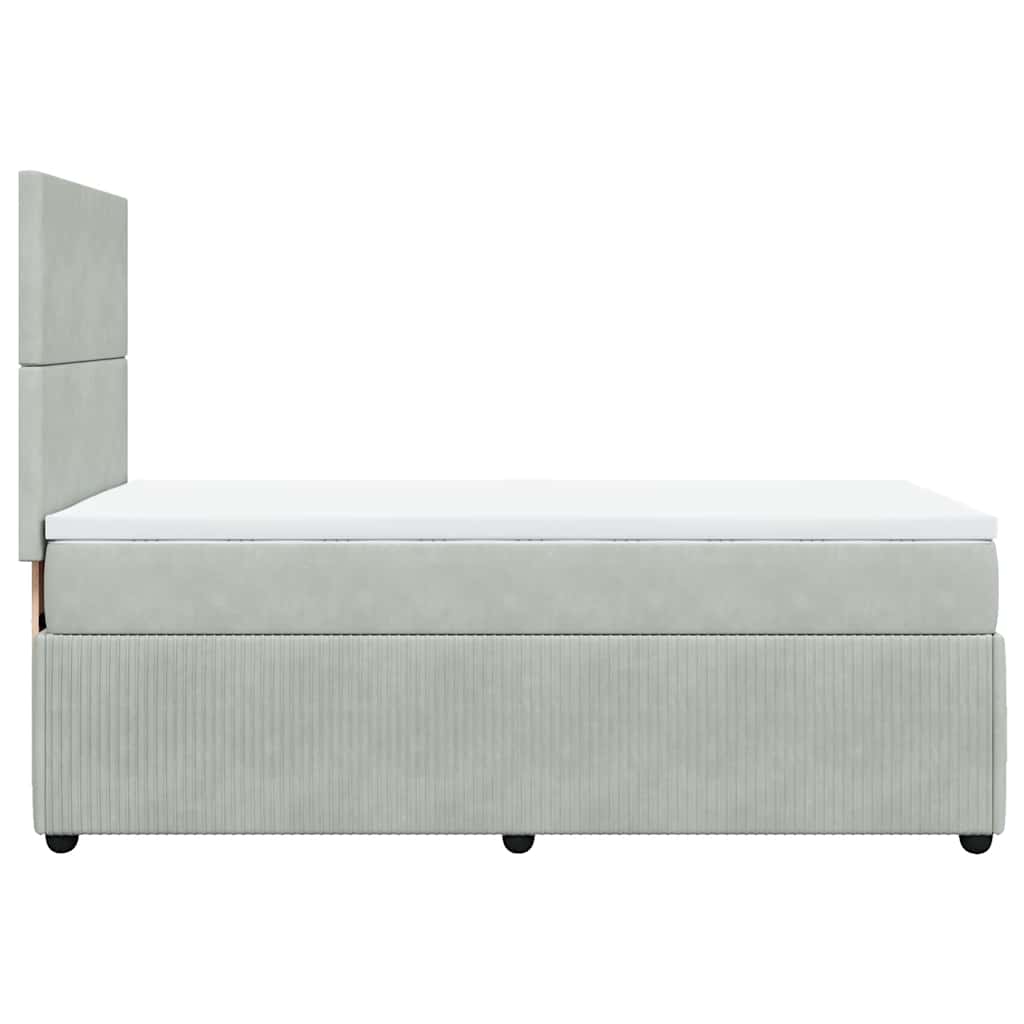 Κρεβάτι Boxspring με Στρώμα Ανοιχτό Γκρι 80x200 εκ. Βελούδινο - Pakobazaar