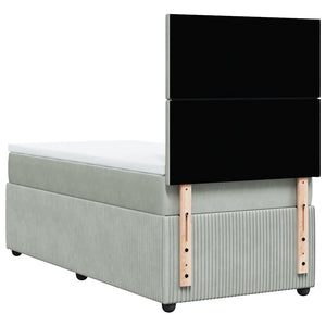 Κρεβάτι Boxspring με Στρώμα Ανοιχτό Γκρι 80x200 εκ. Βελούδινο - Pakobazaar