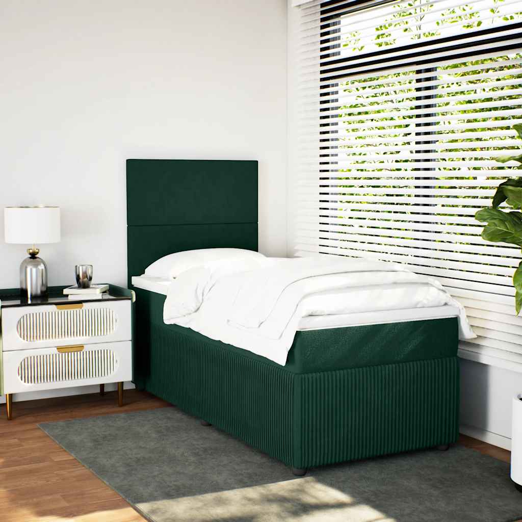 Κρεβάτι Boxspring με Στρώμα Σκούρο Πράσινο 80x200 εκ. Βελούδινο - Pakobazaar