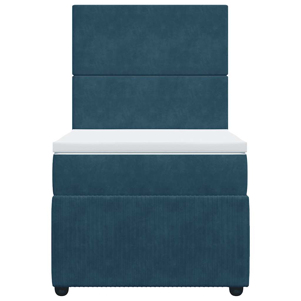 Κρεβάτι Boxspring με Στρώμα Σκούρο Μπλε 80 x 200 εκ. Βελούδινο - Pakobazaar