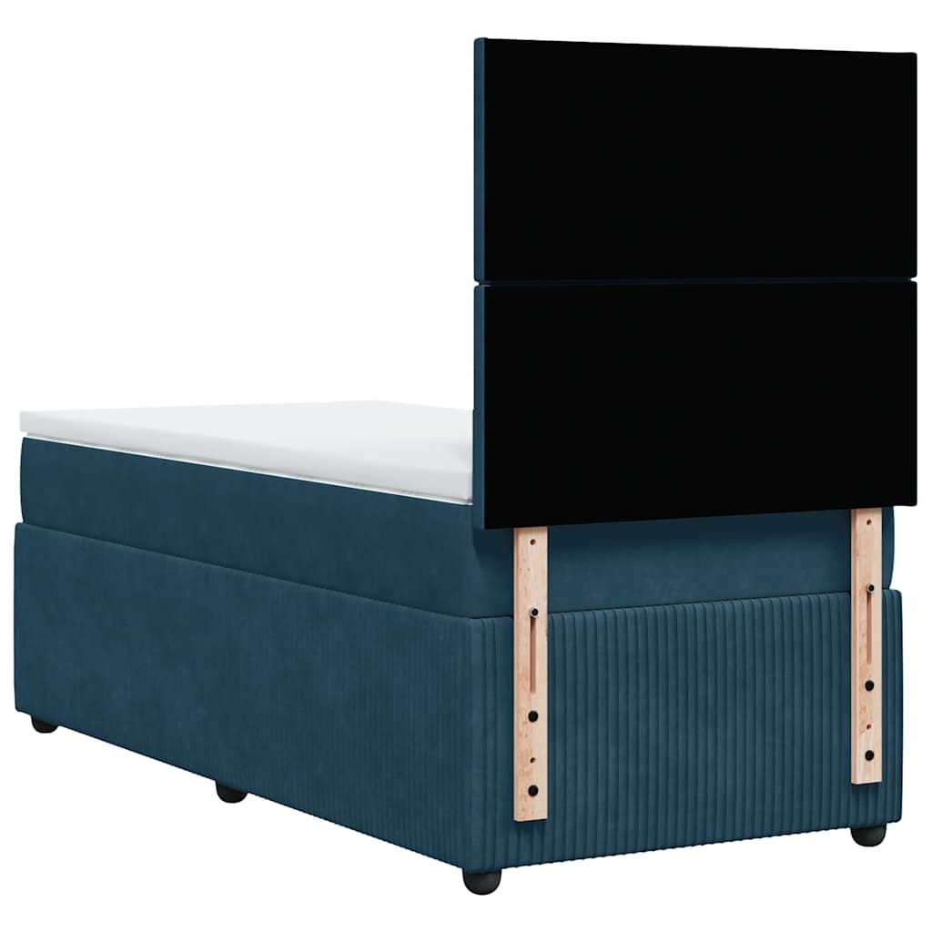 Κρεβάτι Boxspring με Στρώμα Σκούρο Μπλε 80 x 200 εκ. Βελούδινο - Pakobazaar