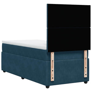 Κρεβάτι Boxspring με Στρώμα Σκούρο Μπλε 80 x 200 εκ. Βελούδινο - Pakobazaar