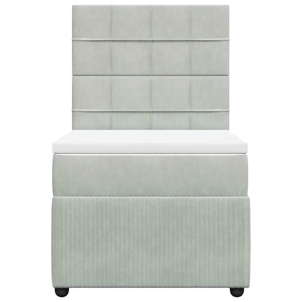 Κρεβάτι Boxspring με Στρώμα Ανοιχτό Γκρι 80x200 εκ. Βελούδινο - Pakobazaar