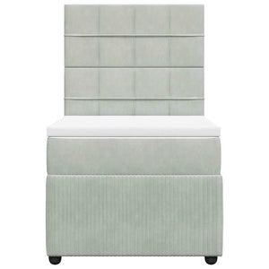 Κρεβάτι Boxspring με Στρώμα Ανοιχτό Γκρι 80x200 εκ. Βελούδινο - Pakobazaar