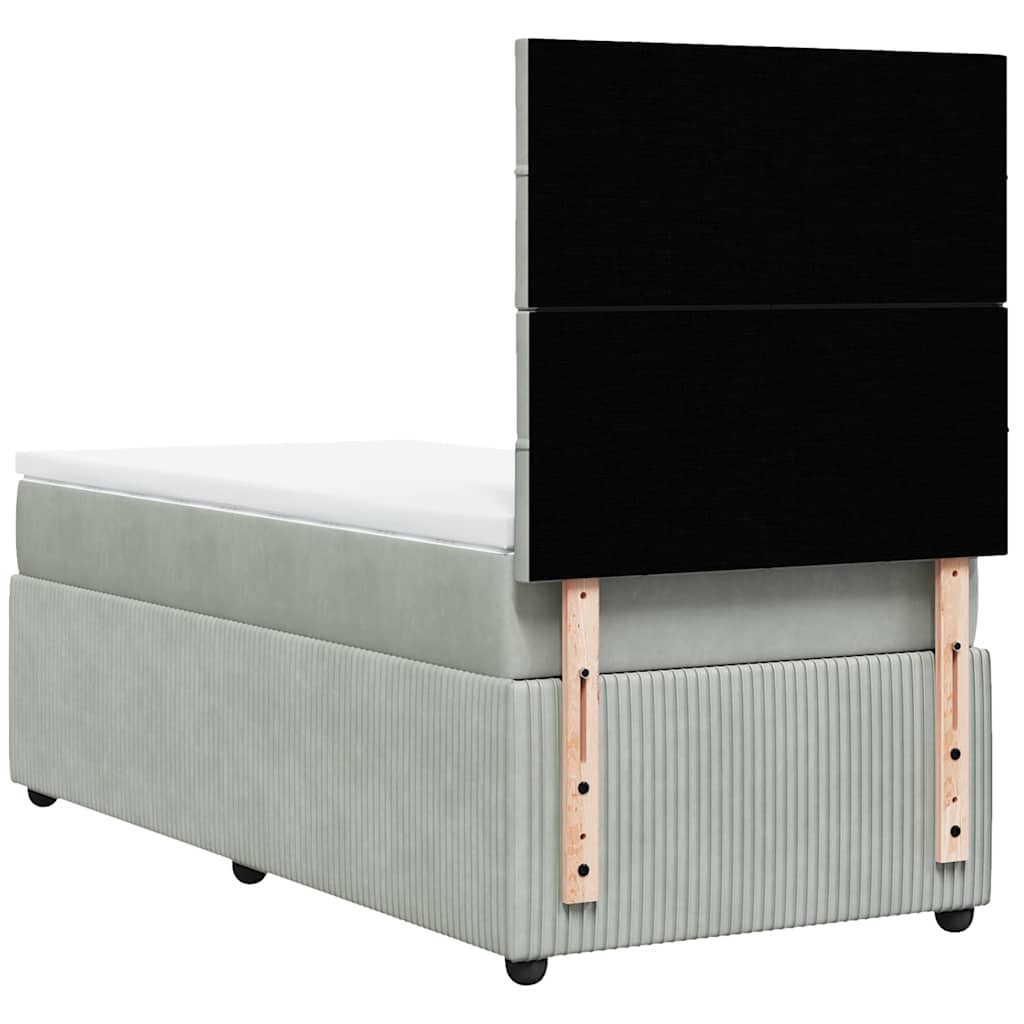 Κρεβάτι Boxspring με Στρώμα Ανοιχτό Γκρι 80x200 εκ. Βελούδινο - Pakobazaar
