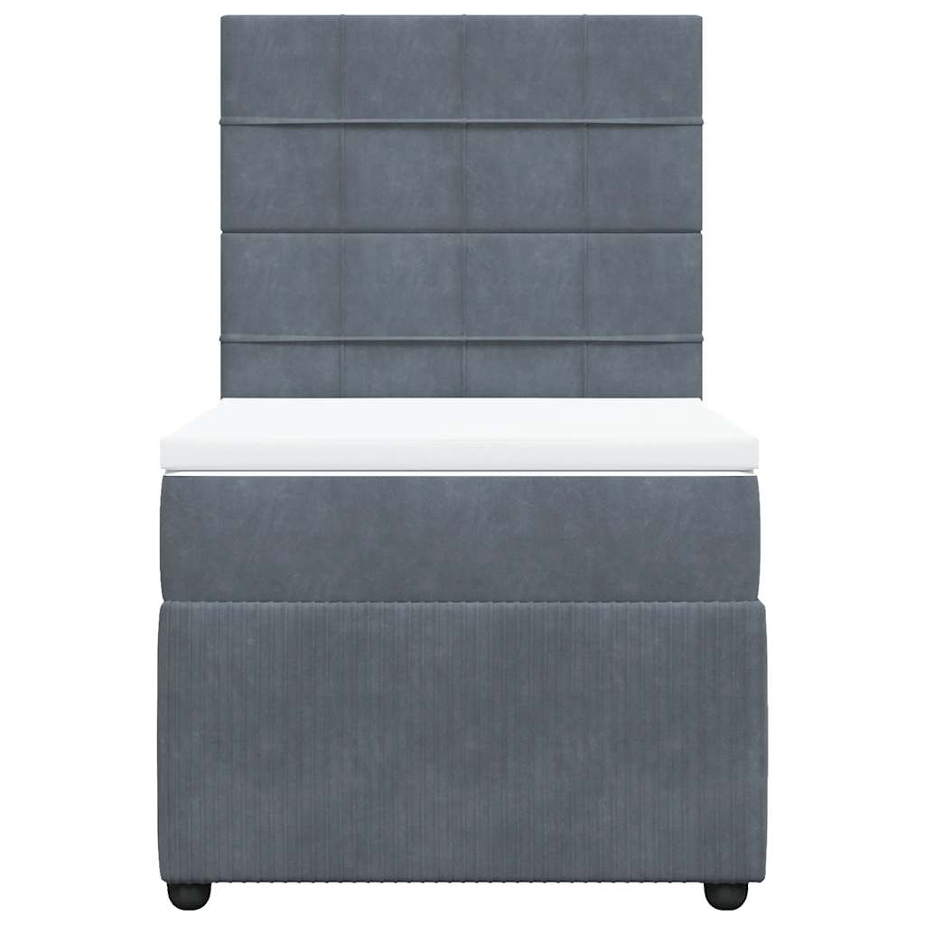 Κρεβάτι Boxspring με Στρώμα Σκούρο Γκρι 80x200 εκ. Βελούδινο - Pakobazaar