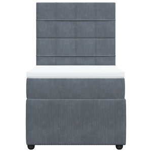 Κρεβάτι Boxspring με Στρώμα Σκούρο Γκρι 80x200 εκ. Βελούδινο - Pakobazaar