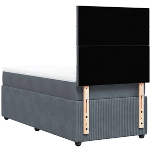 Κρεβάτι Boxspring με Στρώμα Σκούρο Γκρι 80x200 εκ. Βελούδινο - Pakobazaar