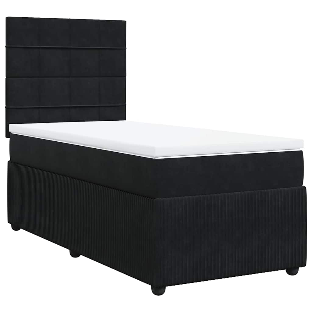 Κρεβάτι Boxspring με Στρώμα Μαύρο 80 x 200 εκ. Βελούδινο