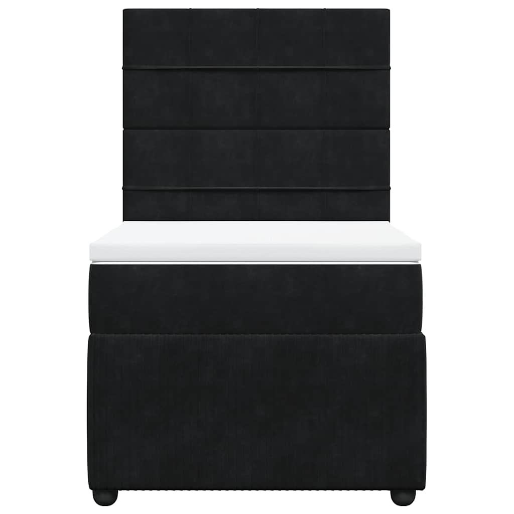 Κρεβάτι Boxspring με Στρώμα Μαύρο 80 x 200 εκ. Βελούδινο