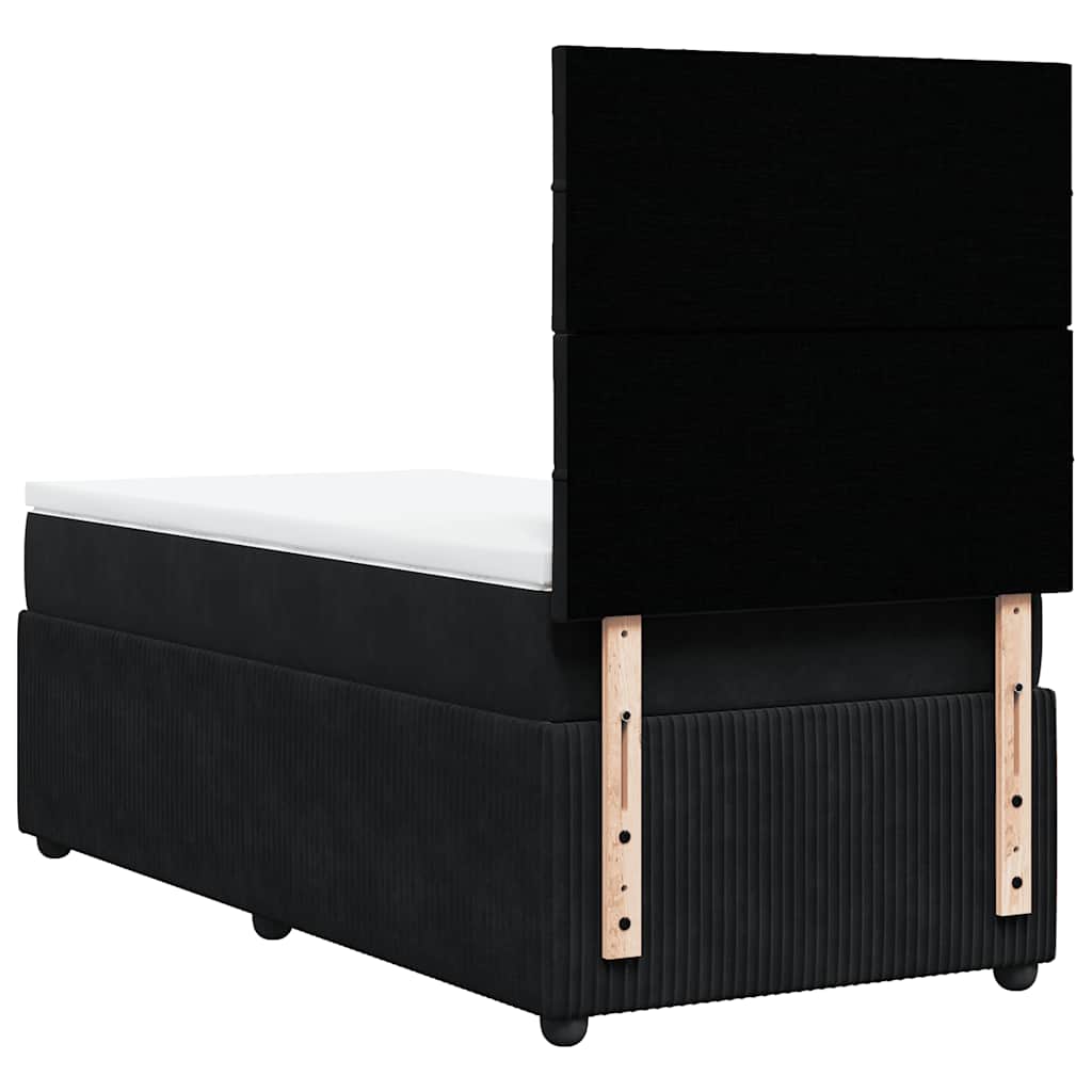 Κρεβάτι Boxspring με Στρώμα Μαύρο 80 x 200 εκ. Βελούδινο