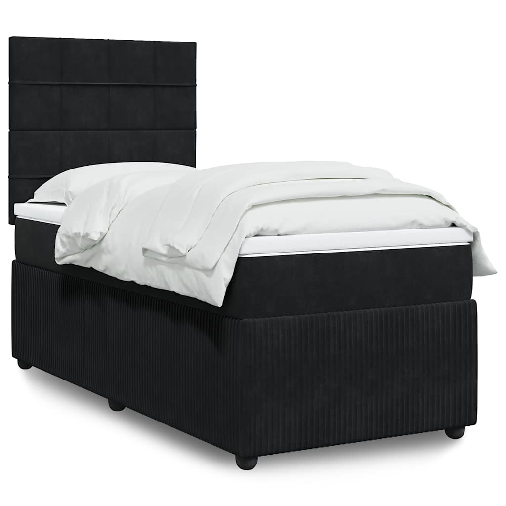 Κρεβάτι Boxspring με Στρώμα Μαύρο 80 x 200 εκ. Βελούδινο
