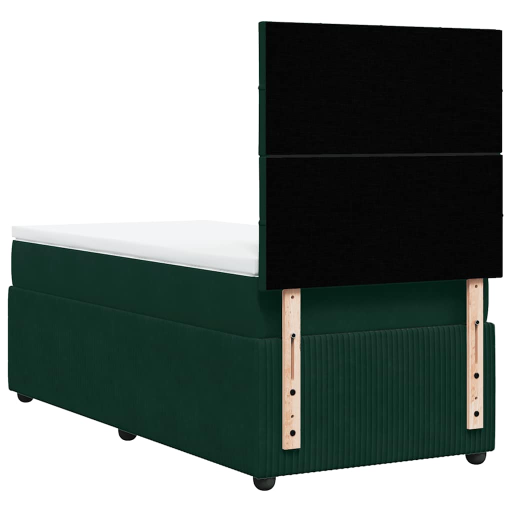 Κρεβάτι Boxspring με Στρώμα Σκούρο Πράσινο 80x200 εκ. Βελούδινο - Pakobazaar