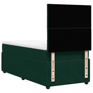 Κρεβάτι Boxspring με Στρώμα Σκούρο Πράσινο 80x200 εκ. Βελούδινο - Pakobazaar