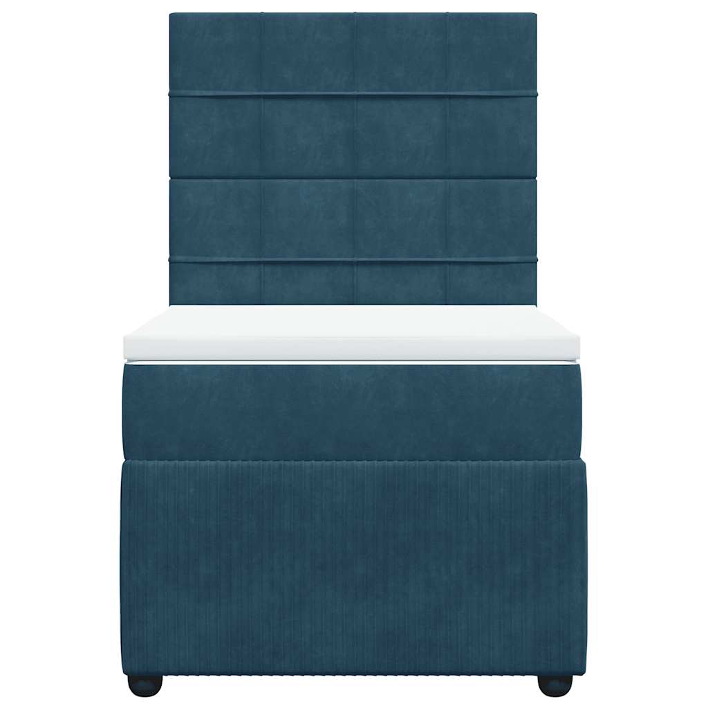 Κρεβάτι Boxspring με Στρώμα Σκούρο Μπλε 80 x 200 εκ. Βελούδινο - Pakobazaar