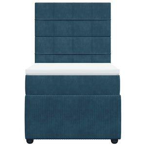 Κρεβάτι Boxspring με Στρώμα Σκούρο Μπλε 80 x 200 εκ. Βελούδινο - Pakobazaar