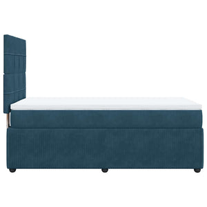 Κρεβάτι Boxspring με Στρώμα Σκούρο Μπλε 80 x 200 εκ. Βελούδινο - Pakobazaar