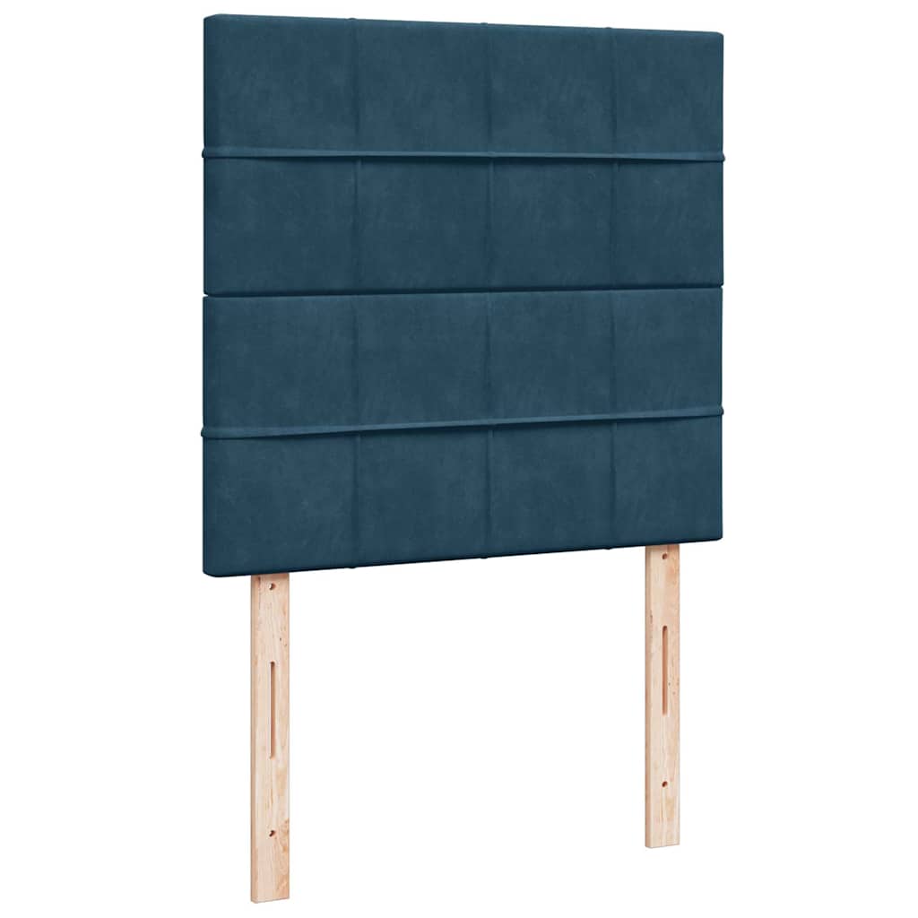 Κρεβάτι Boxspring με Στρώμα Σκούρο Μπλε 80 x 200 εκ. Βελούδινο - Pakobazaar