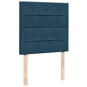 Κρεβάτι Boxspring με Στρώμα Σκούρο Μπλε 80 x 200 εκ. Βελούδινο - Pakobazaar