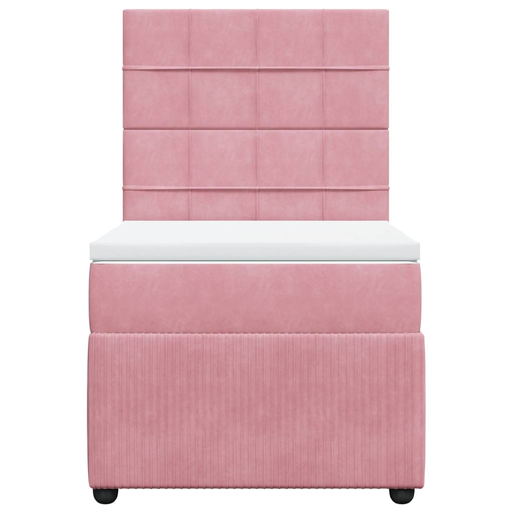 Κρεβάτι Boxspring με Στρώμα Ροζ 80 x 200 εκ. Βελούδινο - Pakobazaar
