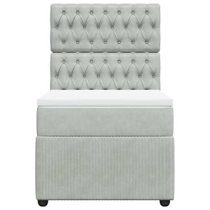 Κρεβάτι Boxspring με Στρώμα Ανοιχτό Γκρι 80x200 εκ. Βελούδινο - Pakobazaar
