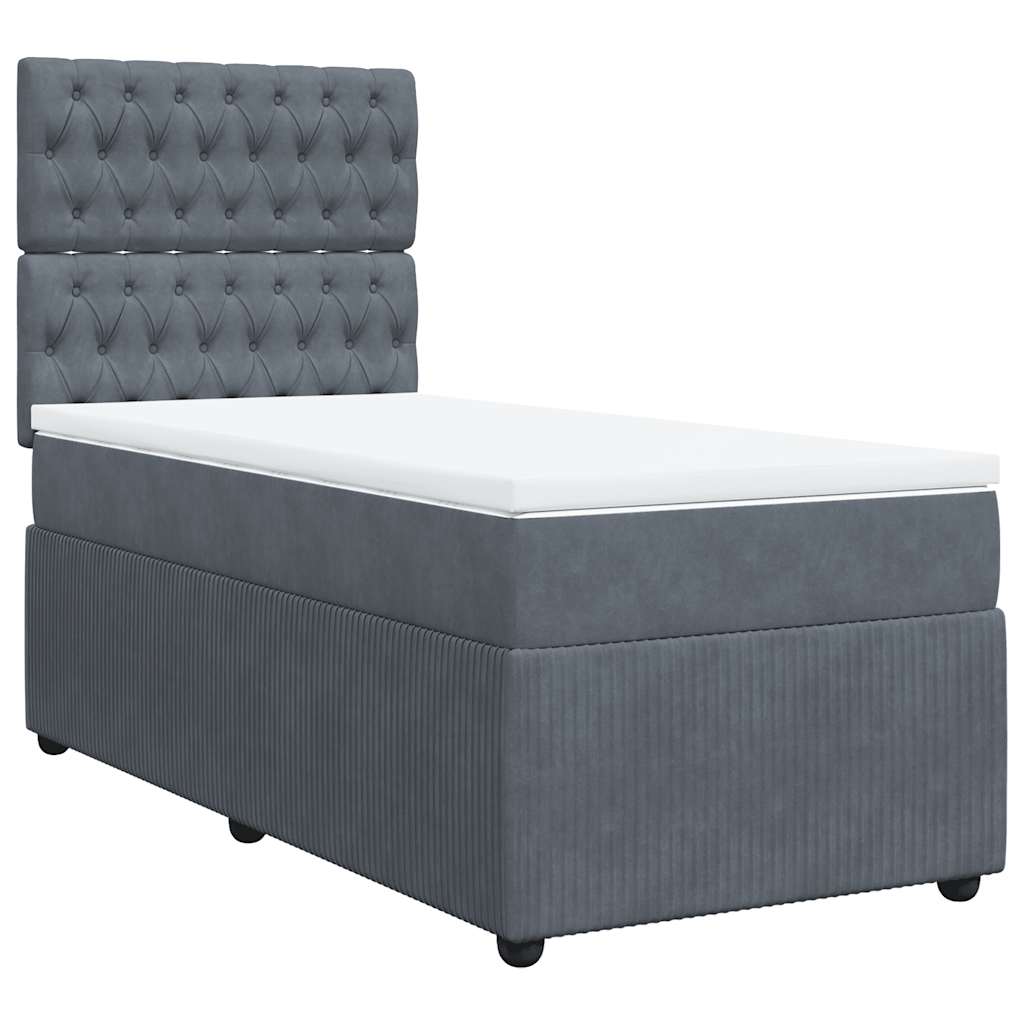 Κρεβάτι Boxspring με Στρώμα Σκούρο Γκρι 80x200 εκ. Βελούδινο - Pakobazaar