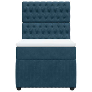 Κρεβάτι Boxspring με Στρώμα Σκούρο Μπλε 80 x 200 εκ. Βελούδινο - Pakobazaar