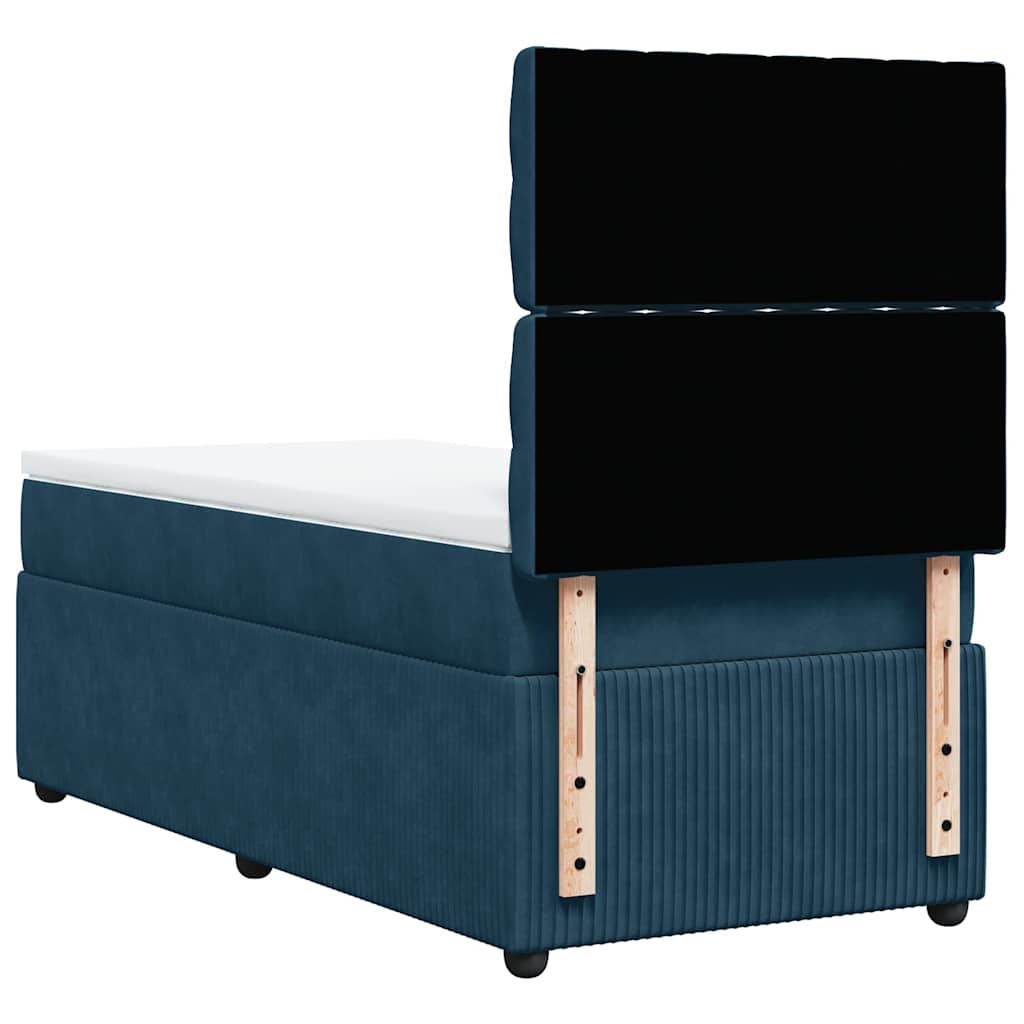 Κρεβάτι Boxspring με Στρώμα Σκούρο Μπλε 80 x 200 εκ. Βελούδινο - Pakobazaar