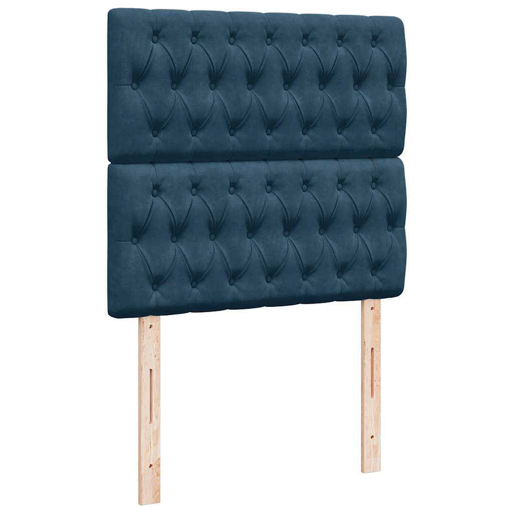 Κρεβάτι Boxspring με Στρώμα Σκούρο Μπλε 80 x 200 εκ. Βελούδινο - Pakobazaar