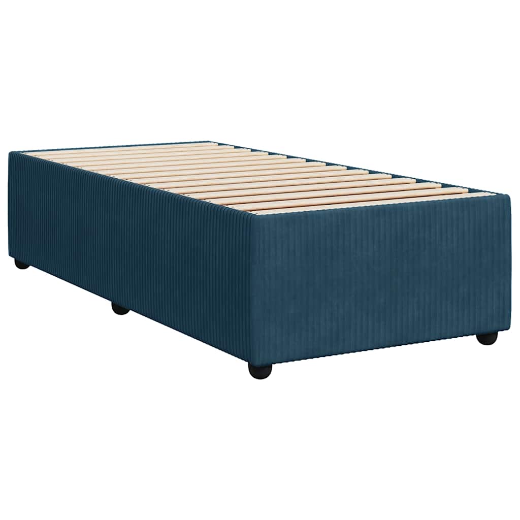 Κρεβάτι Boxspring με Στρώμα Σκούρο Μπλε 80 x 200 εκ. Βελούδινο - Pakobazaar