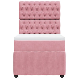 Κρεβάτι Boxspring με Στρώμα Ροζ 80 x 200 εκ. Βελούδινο - Pakobazaar