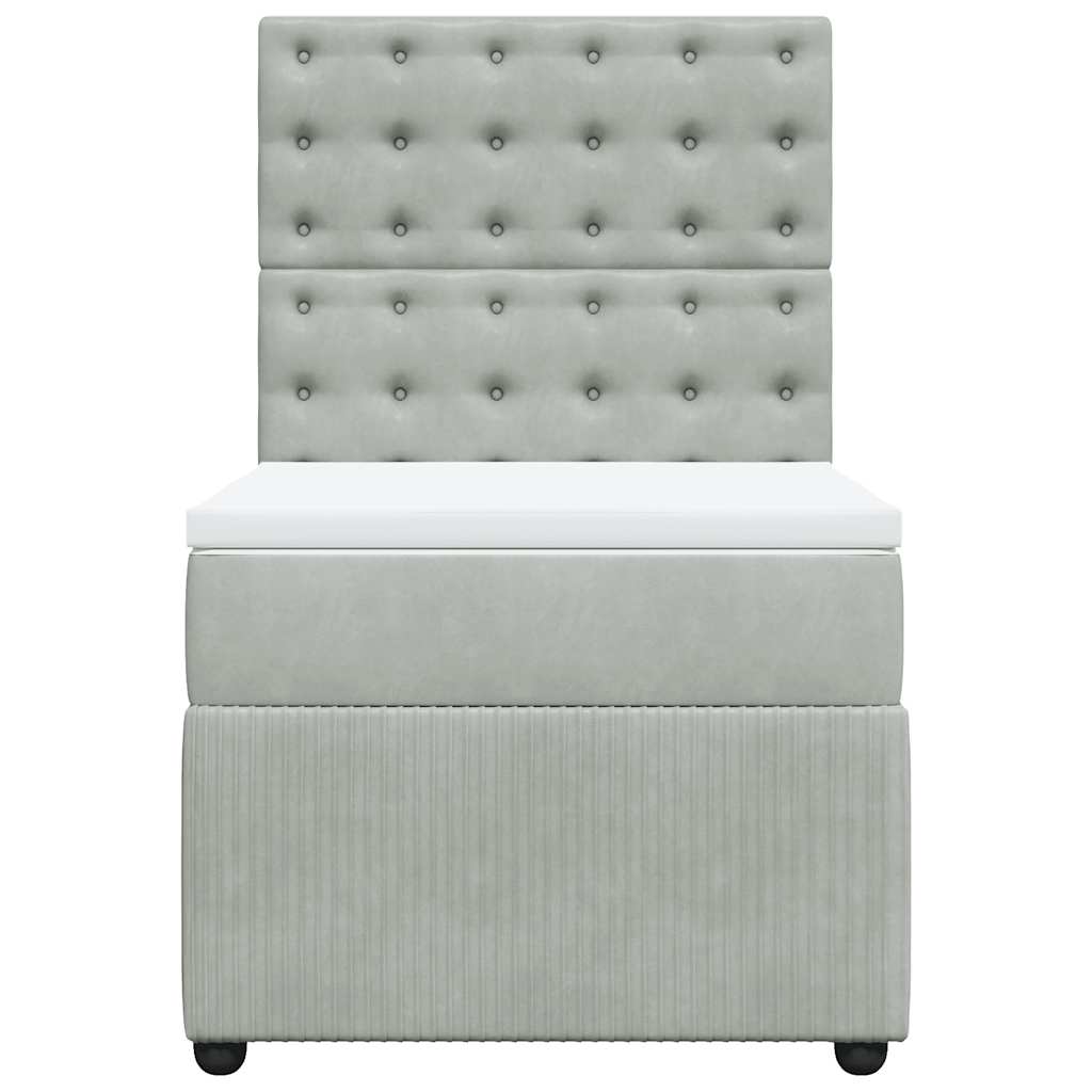 Κρεβάτι Boxspring με Στρώμα Ανοιχτό Γκρι 80x200 εκ. Βελούδινο - Pakobazaar