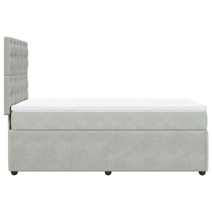 Κρεβάτι Boxspring με Στρώμα Ανοιχτό Γκρι 80x200 εκ. Βελούδινο - Pakobazaar