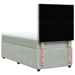 Κρεβάτι Boxspring με Στρώμα Ανοιχτό Γκρι 80x200 εκ. Βελούδινο - Pakobazaar