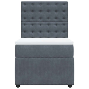 Κρεβάτι Boxspring με Στρώμα Σκούρο Γκρι 80x200 εκ. Βελούδινο - Pakobazaar