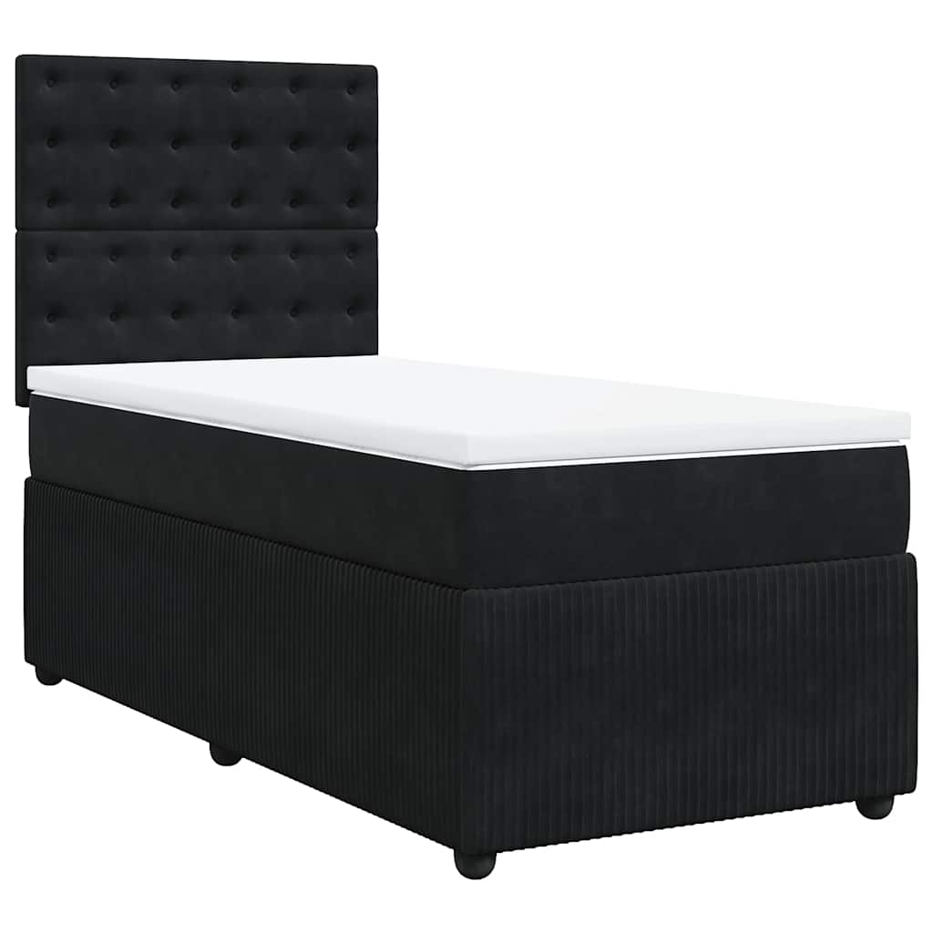 Κρεβάτι Boxspring με Στρώμα Μαύρο 80 x 200 εκ. Βελούδινο