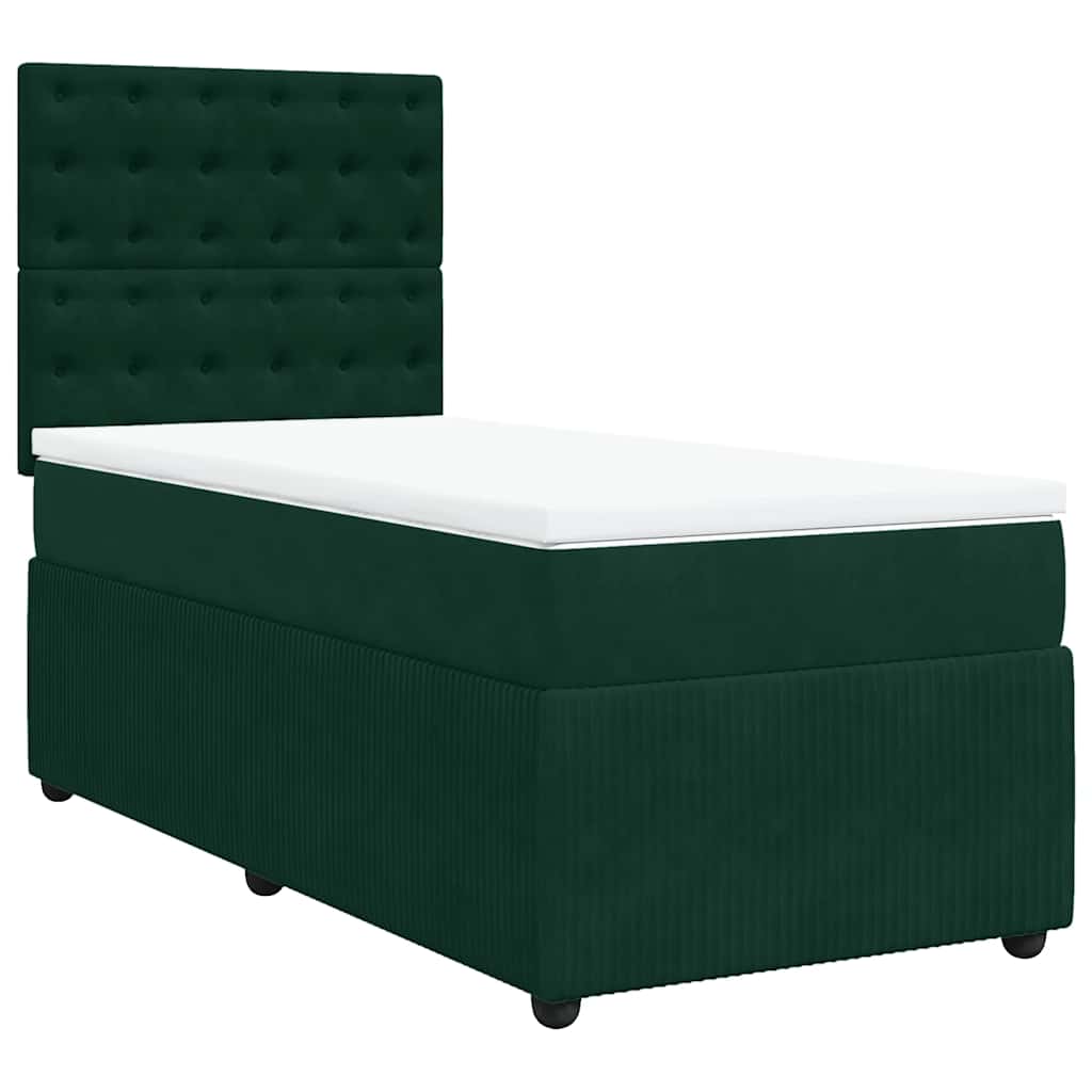 Κρεβάτι Boxspring με Στρώμα Σκούρο Πράσινο 80x200 εκ. Βελούδινο - Pakobazaar