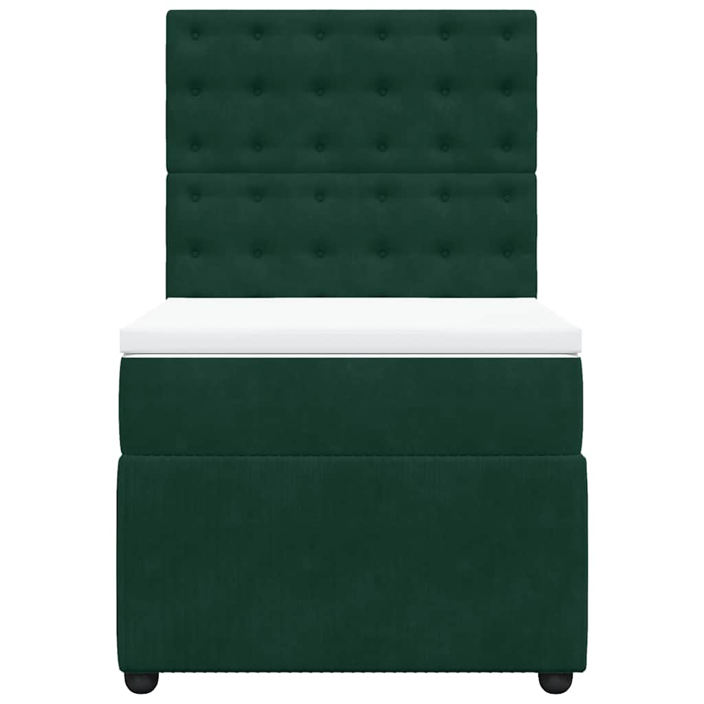 Κρεβάτι Boxspring με Στρώμα Σκούρο Πράσινο 80x200 εκ. Βελούδινο - Pakobazaar