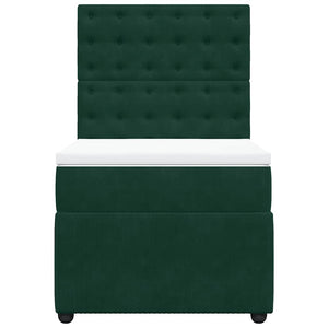 Κρεβάτι Boxspring με Στρώμα Σκούρο Πράσινο 80x200 εκ. Βελούδινο - Pakobazaar