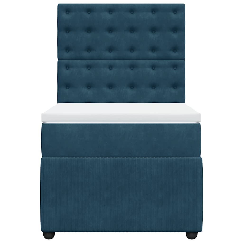 Κρεβάτι Boxspring με Στρώμα Σκούρο Μπλε 80 x 200 εκ. Βελούδινο - Pakobazaar